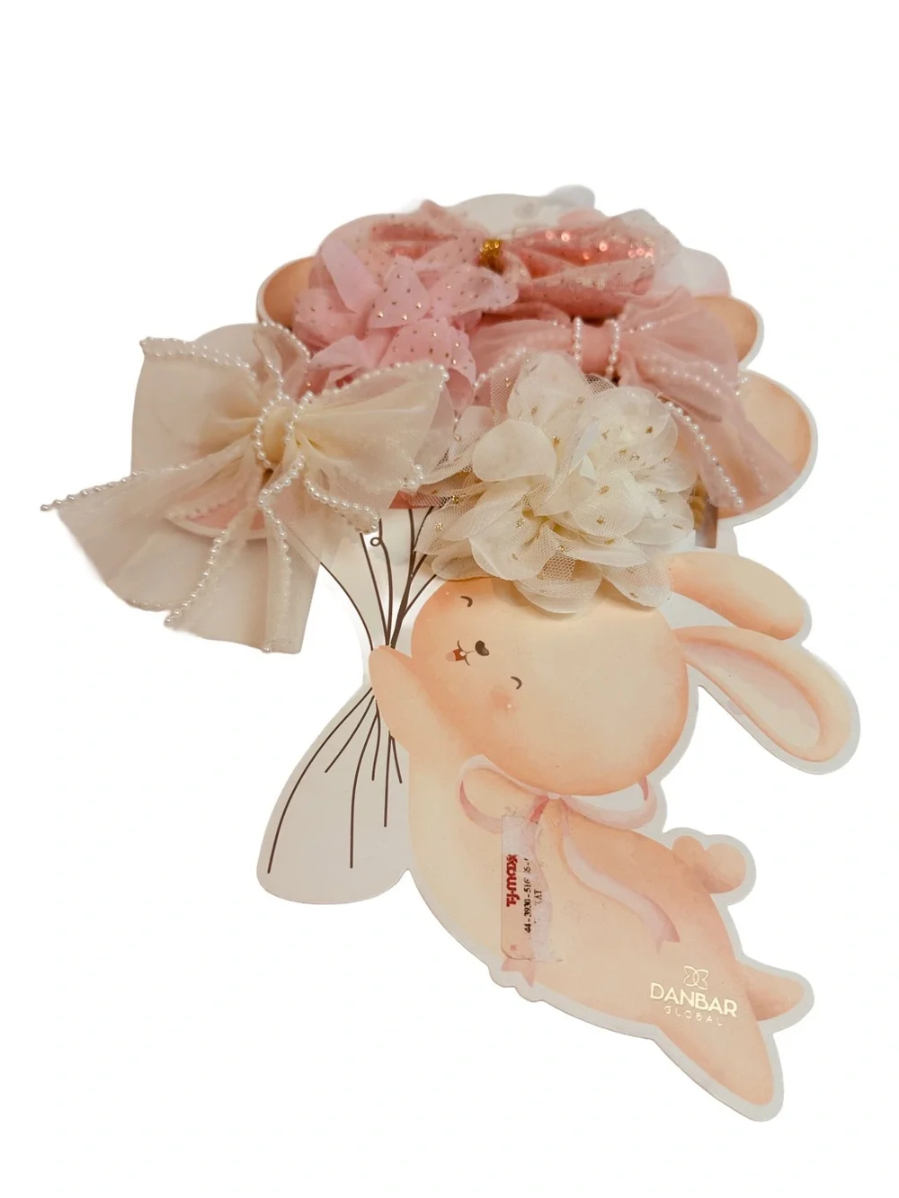 NWT Danbar Pink & Cream Floral & Bow Headbands 5 headbands